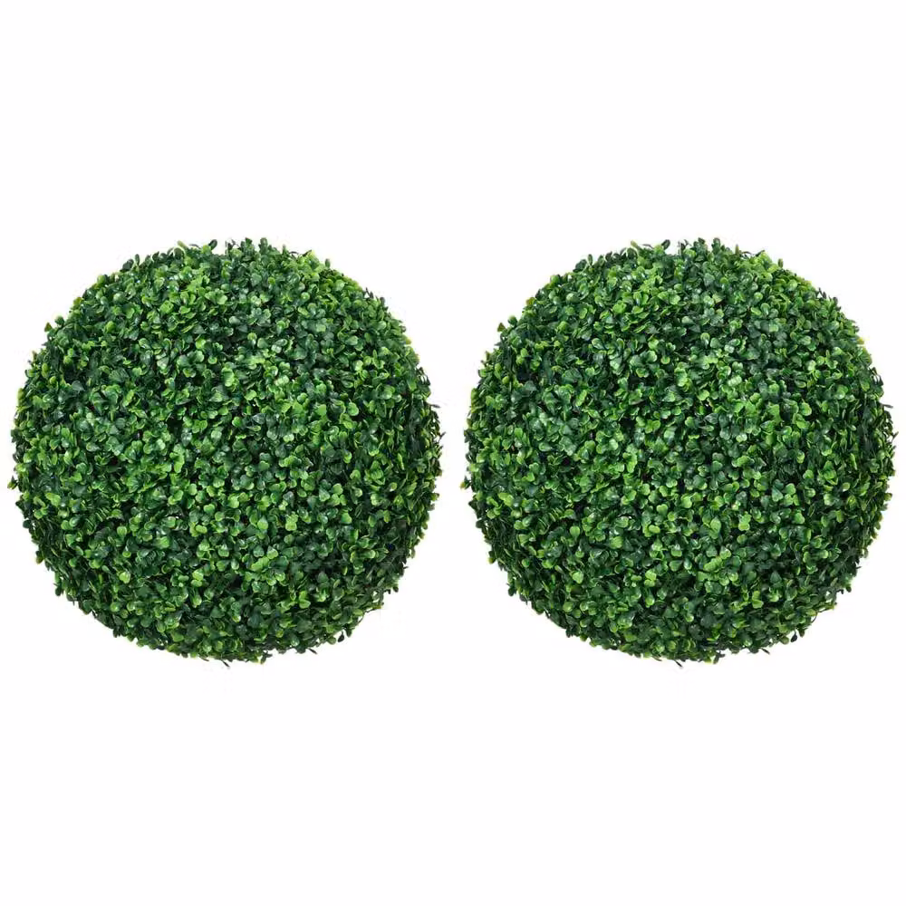 Wyld Haus Tasa Halo Pair of Artificial Round Potted Boxwood Ball Plants in Green – 2