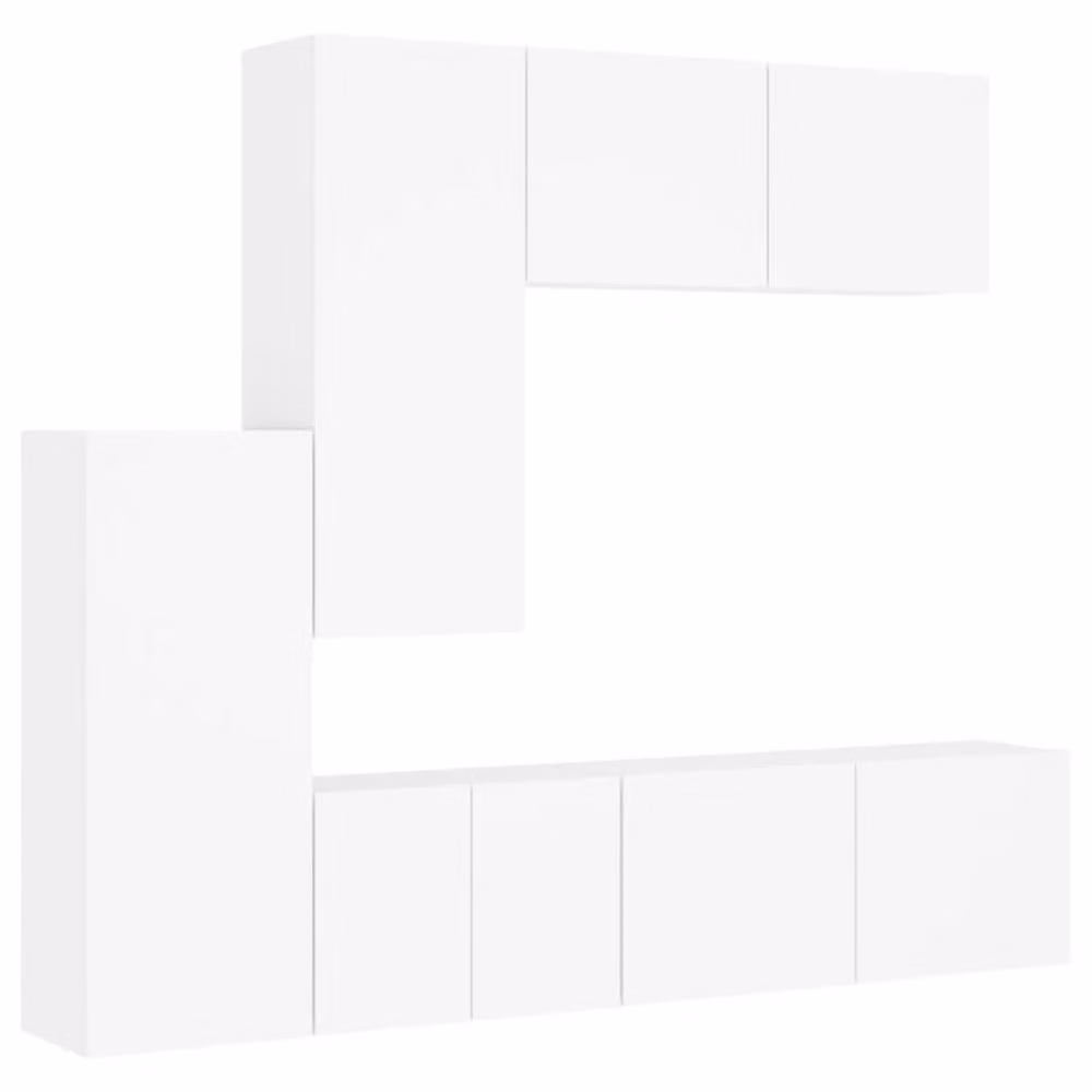 Berkfield Home 5 Piece White Matt MDF Wall Mounted TV Unit and Lowboard Set – 1