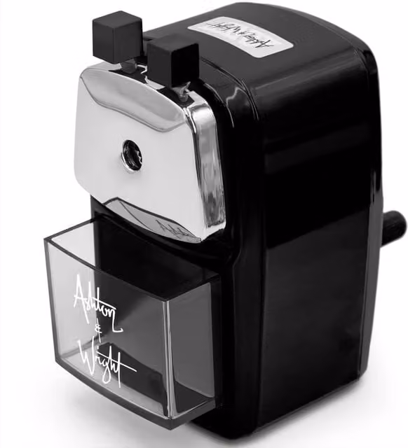Ashton and Wright Mechanical Table Crank Desktop Pencil Sharpener - Black