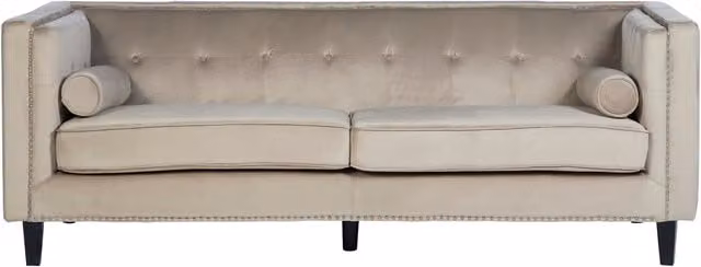 Premier Housewares Interiors By Premier Brown Velvet 3 Seat Mid-Century Sofa with Scatter Cushions