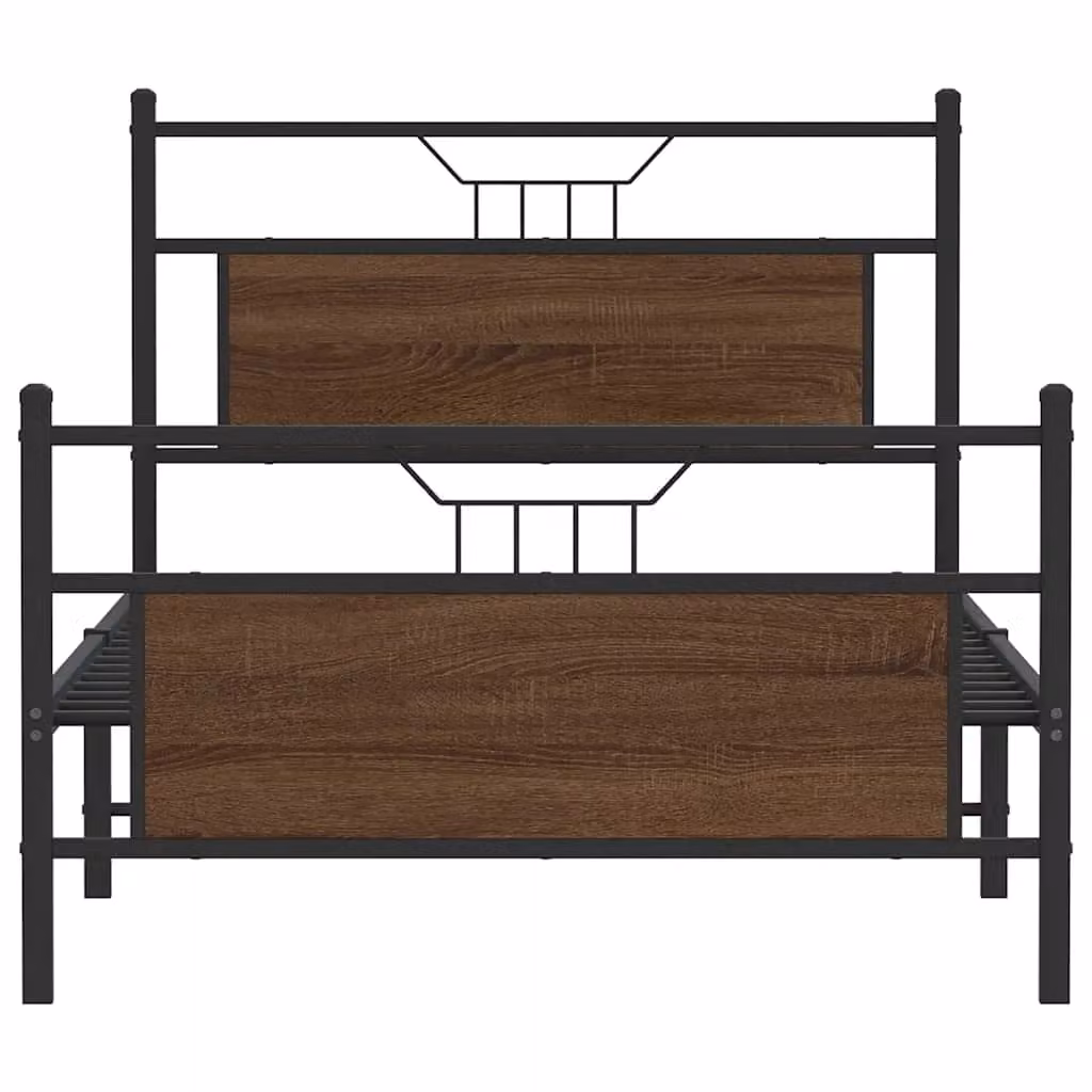 Berkfield Home Brown Oak Bed Frame in Engineered Wood, W/D/H: 100 x 200 cm – 4