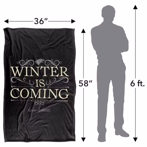 LOGOVISION Game of Thrones Winter Is Coming Scroll Super Soft Fleece Throw Blanket, Multicolour, W: 91 cm x D: 147 cm – 4