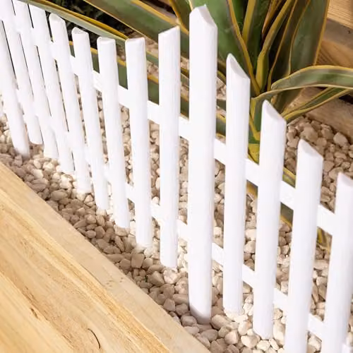 Samuel Alexander White Plastic Picket Fence Garden Edging Set with Wood Effect, 33 cm – 3