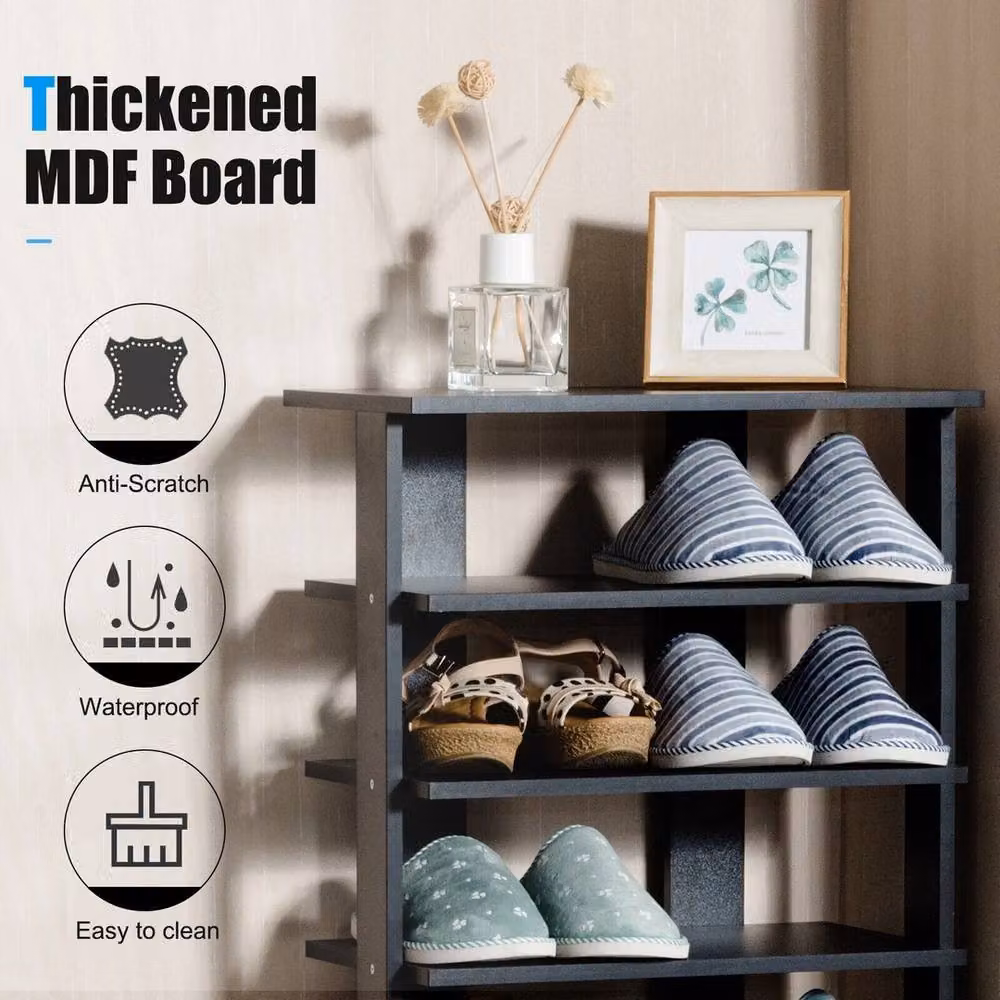 VOGREX 7-Tier Double Shoe Storage Rack Display Stand with Adjustable Shelves in Black – 2