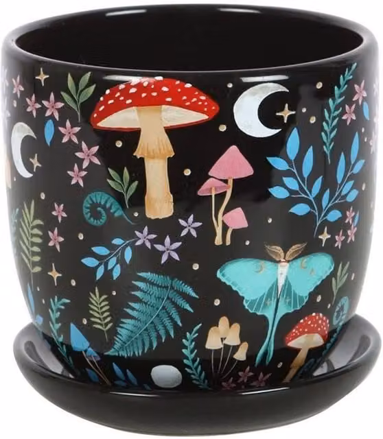 Something Different Dark Forest Printed Ceramic Plant Pot, Multicolour, W/D/H: 11 x 11 x 11 cm – 1