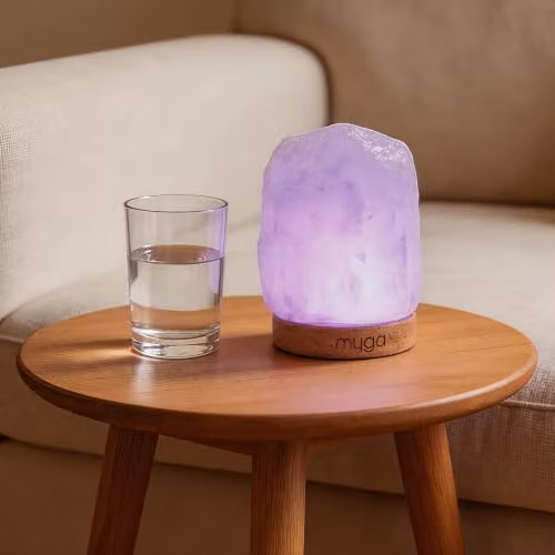 Myga USB Colour Changing Himalayan Salt Lamp with Wooden Base, White and Multicolour LED – 3