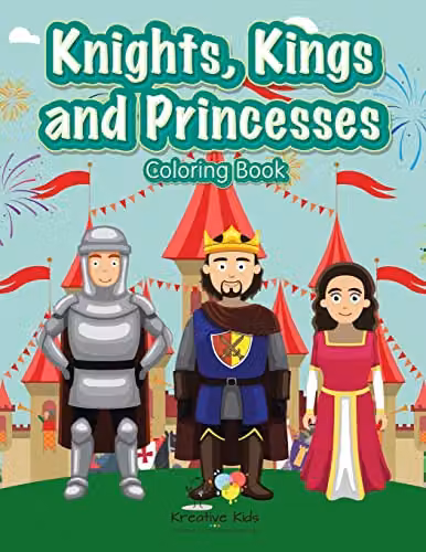Kreative Kids Knights, Kings and Princesses Colouring Book for Children, Multicolour, W: 21.59 cm, H: 27.94 cm, D: 0.61 cm