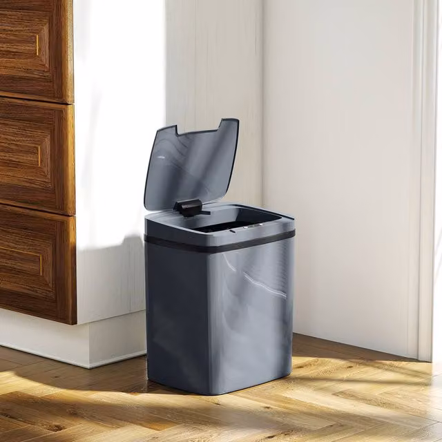 HOMCOM 15L Automatic Sensor Bin, Touchless Battery Operated Kitchen Bin in Grey – 1