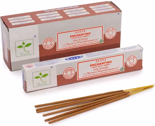 Satya Incense Enchanting White Sage and Amber Sticks, Brown