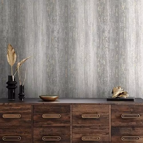 Holden Decor Distressed Concrete and Stone Stripe Industrial Style Wallpaper in Charcoal Grey and Anthracite – 2