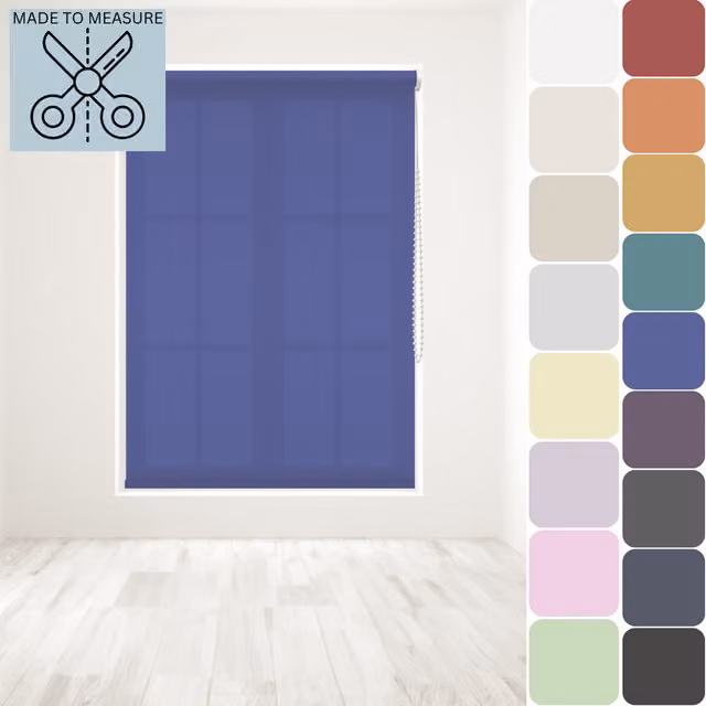 Caecus Made to Measure Straight Edge Roller Blind in Blue, Width: 60 cm