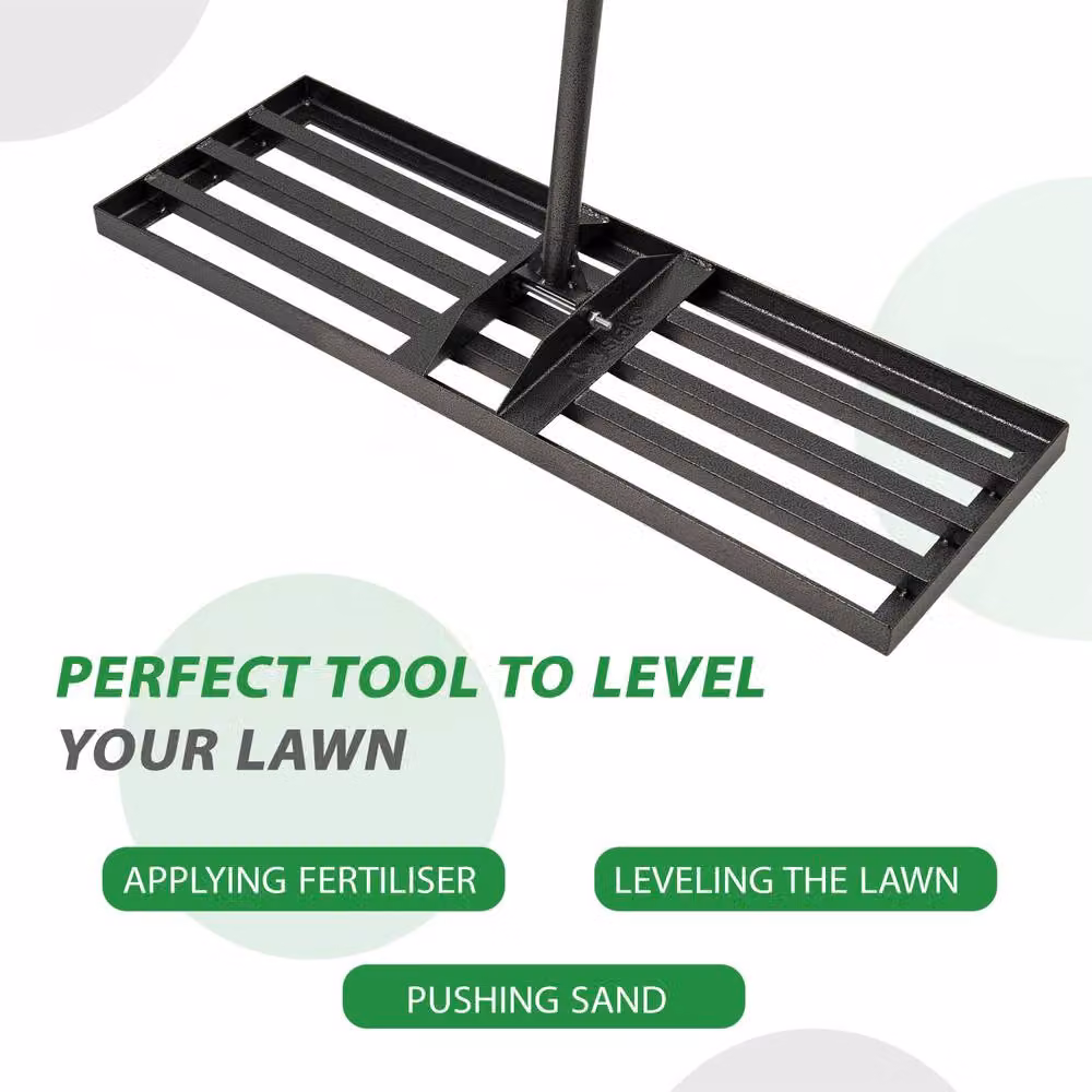 Crystals Lawn Leveling Rake with 78 inch Steel Extended Handle in Black – 8
