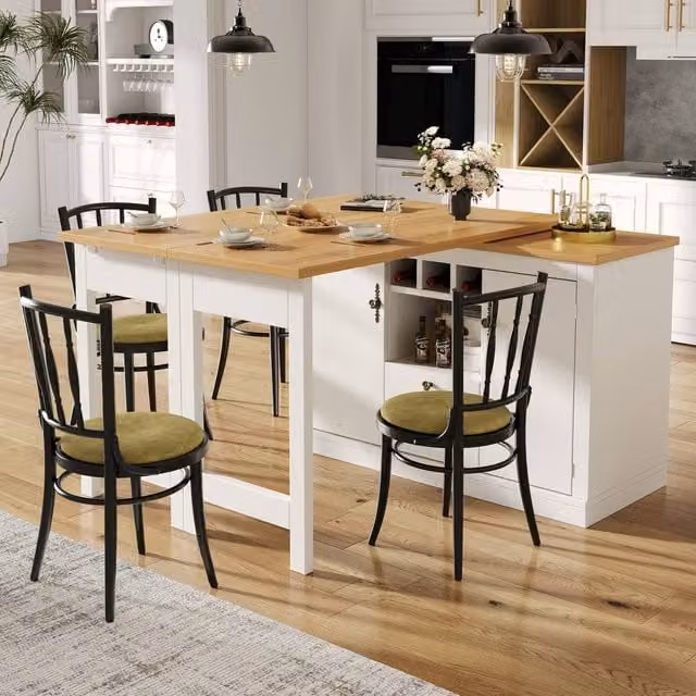 Rolipo Extendable 360 Swivel Bar Table with Storage, White
