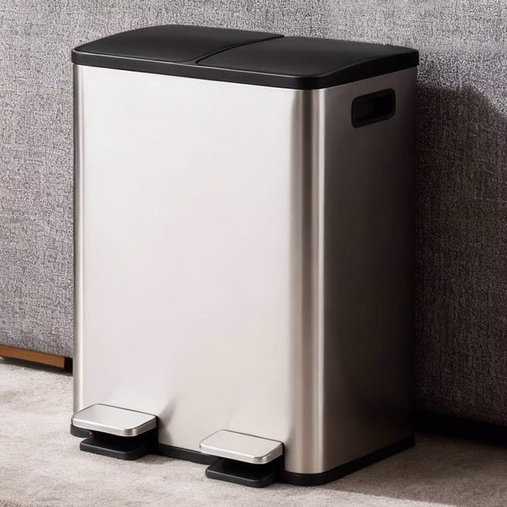 Toque 60L Stainless Steel Pedal Dustbin with Soft Close and Removable Inner Bucket in Silver – 2