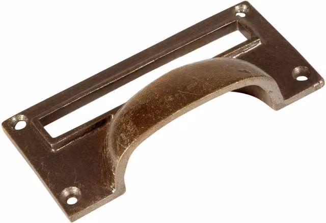 Hammer and Tongs Brass Filing Cabinet Drawer Pulls with Shell Card Frames, Pack of 10, Gold, W100mm x H50mm – 3