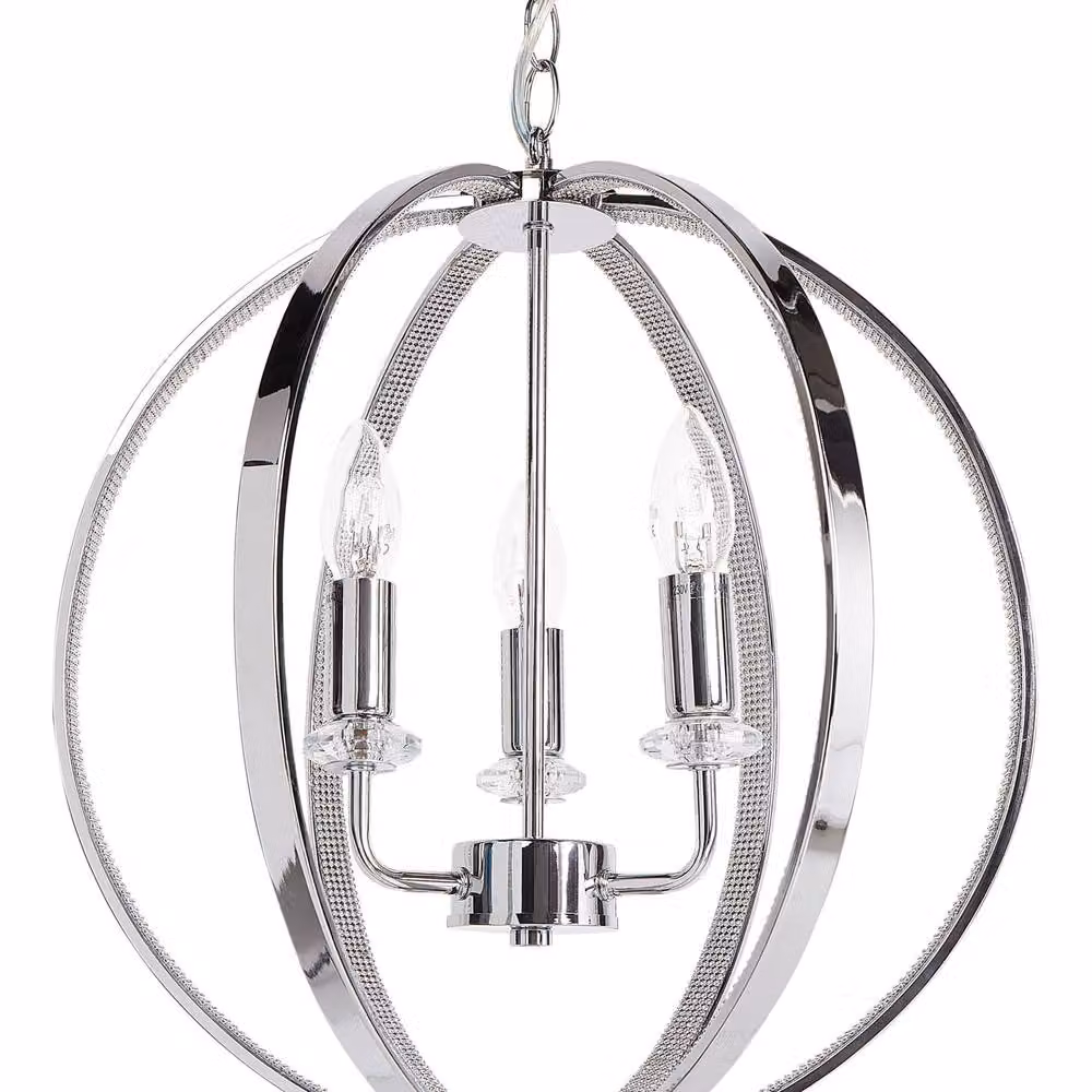 Wyld and Coco Chrome Chandelier Pendant Lamp with Crystal Accents in Silver – 2
