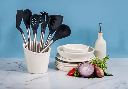 Cuisipro 4 Piece Black Silicone and Stainless Steel Utensil Set with Heat Resistant Spatula – 2
