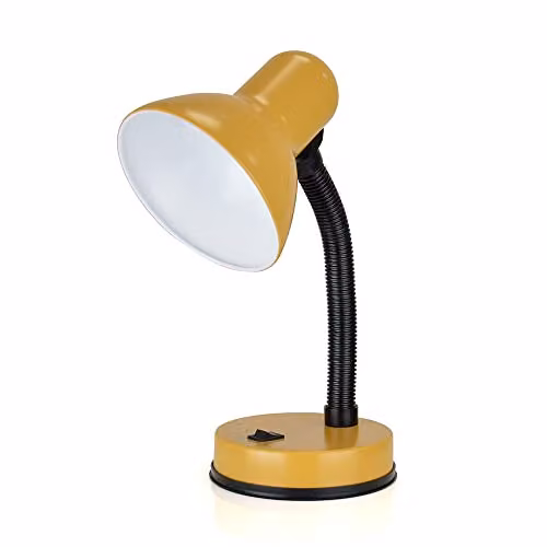 LLOYTRON Classic Metal Flexi Desk Lamp in Yellow, Height: 34 cm