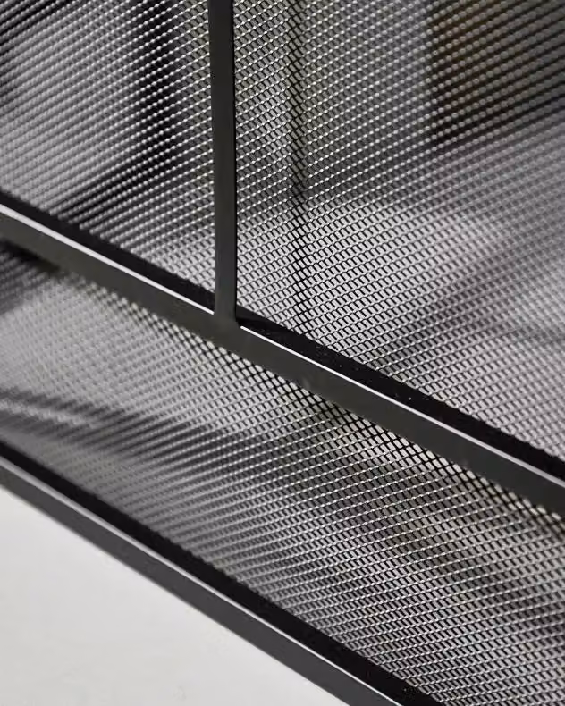 Dibor Contemporary Style Matte Black 3-Folding Fireplace Guard, W120 x H64 cm – 4
