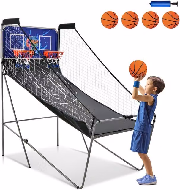 Costway Foldable Metal Basketball Challenge Arcade Game in Black