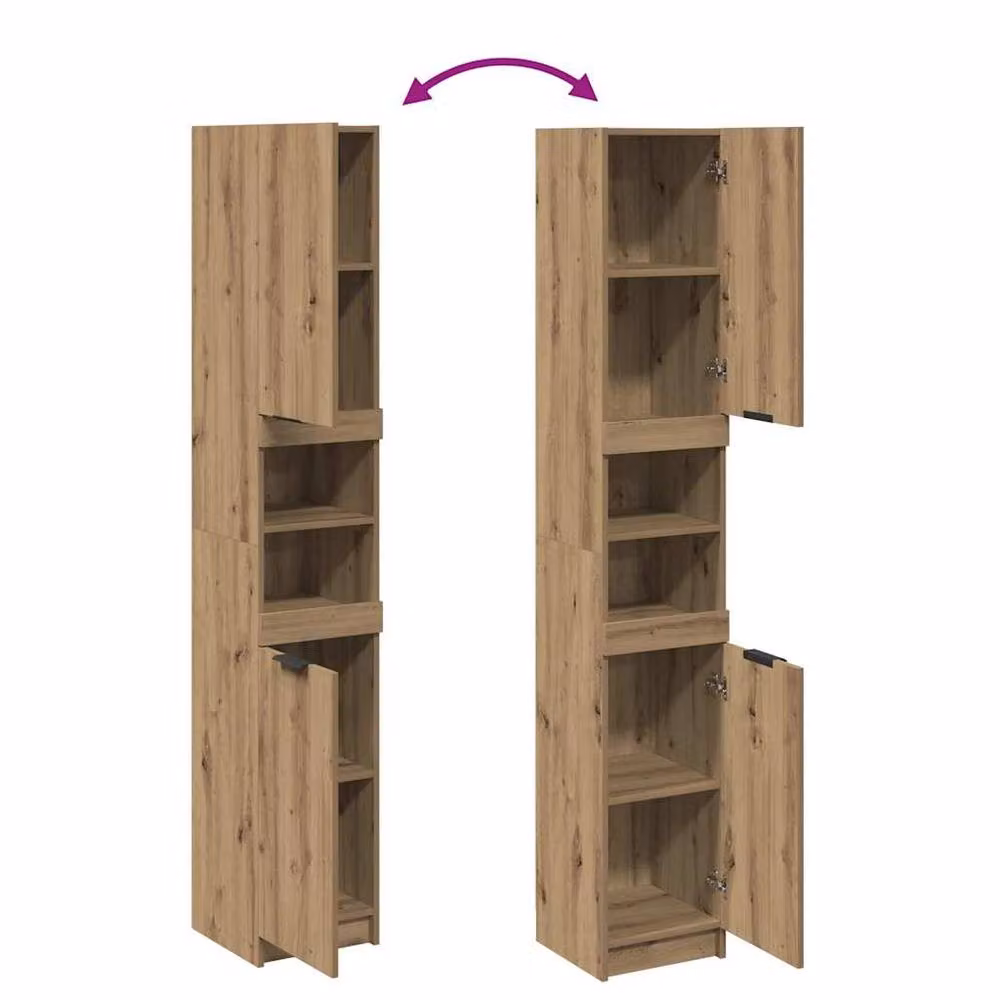 Berkfield Home Artisan Oak Bathroom Cabinet in Brown, W/D/H: 32 x 34 x 188.5 cm – 4