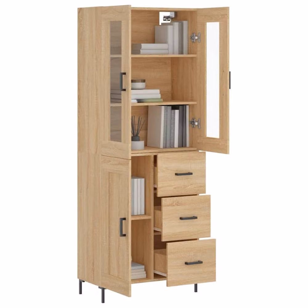 Berkfield Home Sonoma Oak Highboard in Light Brown, W/D/H: 69.5 x 34 x 180 cm – 3