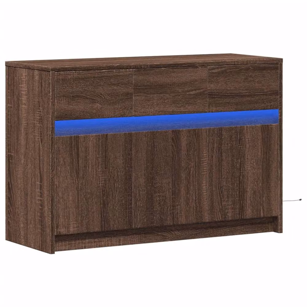 Berkfield Home Modern TV Cabinet with LED in Brown Oak, W/D/H: 91 x 34 x 61 cm – 2