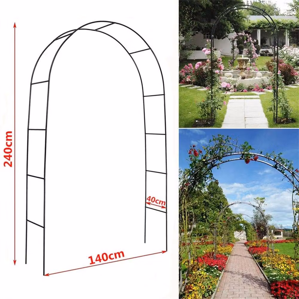 NESTLUNE XL Solid Metal Garden Arbour Wedding Party Arch in Black – 2