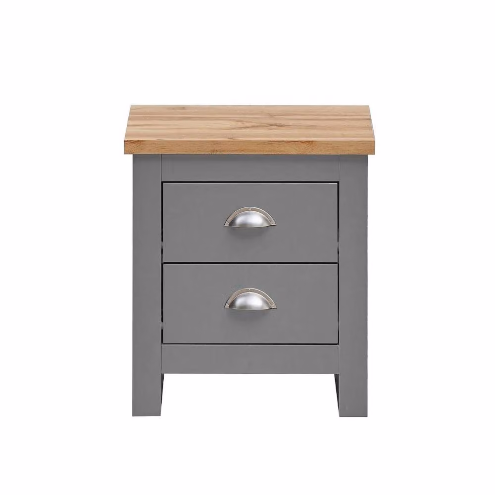 Timber Art Design Lisbon 2 Drawer Bedside Cabinet in Light Grey – 2