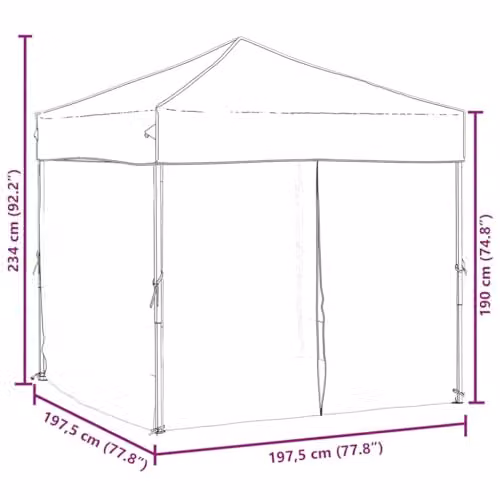 vidaXL Folding Party Tent with Sidewalls, Anthracite, W/D/H: 200 x 200 x 234 cm – 3