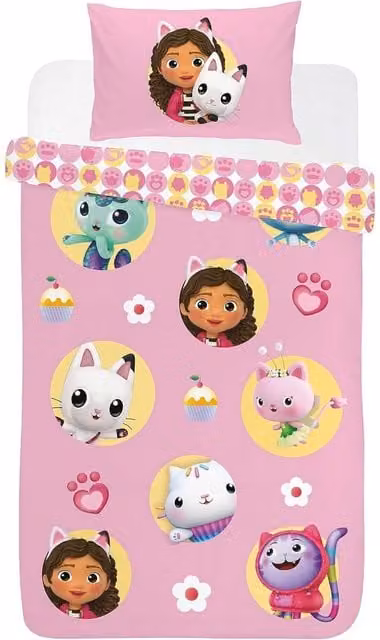 Gabby's Dollhouse Reversible Gabby and Friends Childrens Duvet Set, Multicoloured, 200 x 220 cm