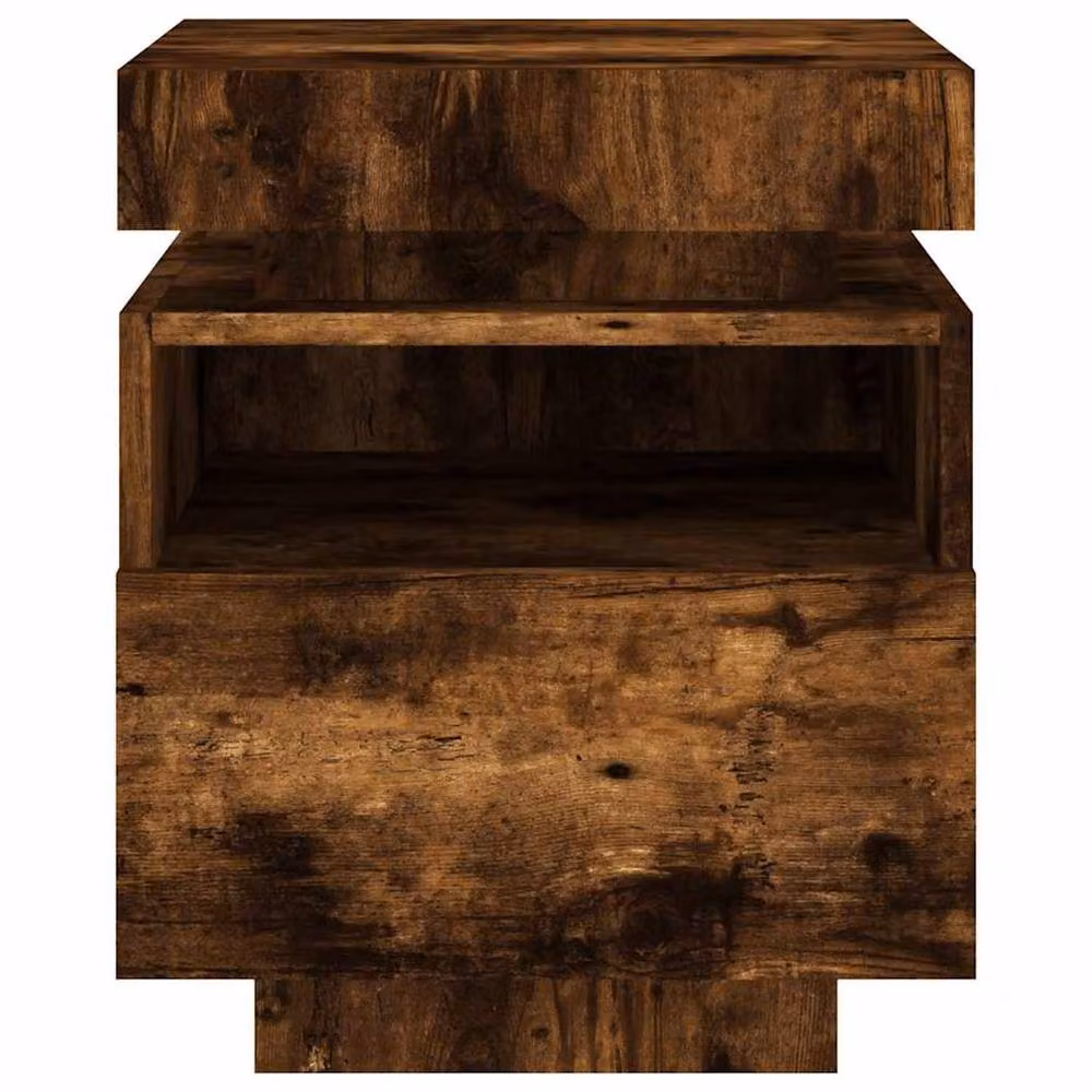 Berkfield Home Set of 2 Smoked Oak Bedside Cabinets with Integrated LED Lights, Brown, W/D/H: 40 x 39 x 48.5 cm – 6