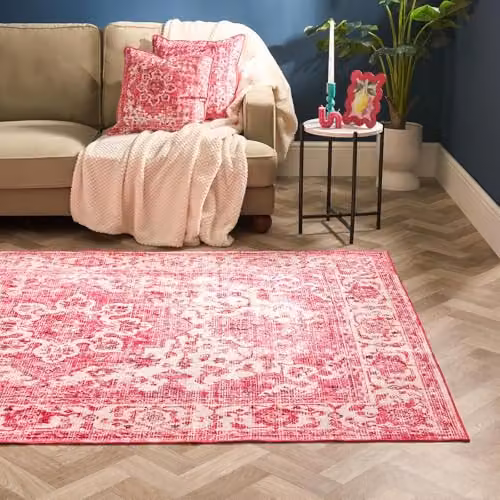 OHS Pink Vintage Washable Non-Slip Rug, W/D/H: 80 x 150 cm – 1