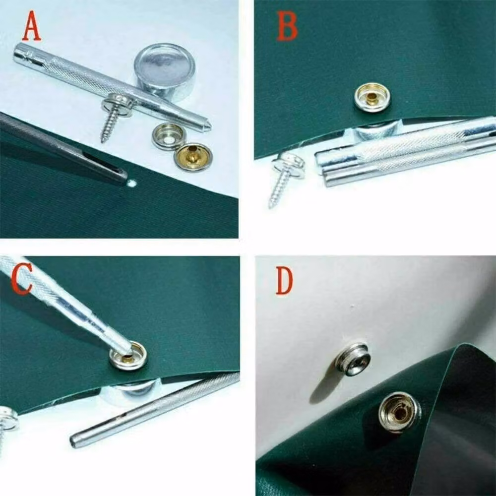 VOGREX 62-Piece Silver Stainless Steel Snap Fastener and Press Stud Kit with Leather Button Tool – 2