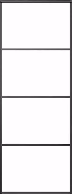 Berkfield Home Modern Sliding Door in Black with Frosted ESG Glass and Aluminium, W: 76 cm, H: 205 cm