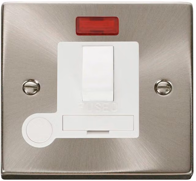 SE HOME Satin Brushed Chrome 13A Switched Fused Connection Unit with Neon and Flex in White and Silver