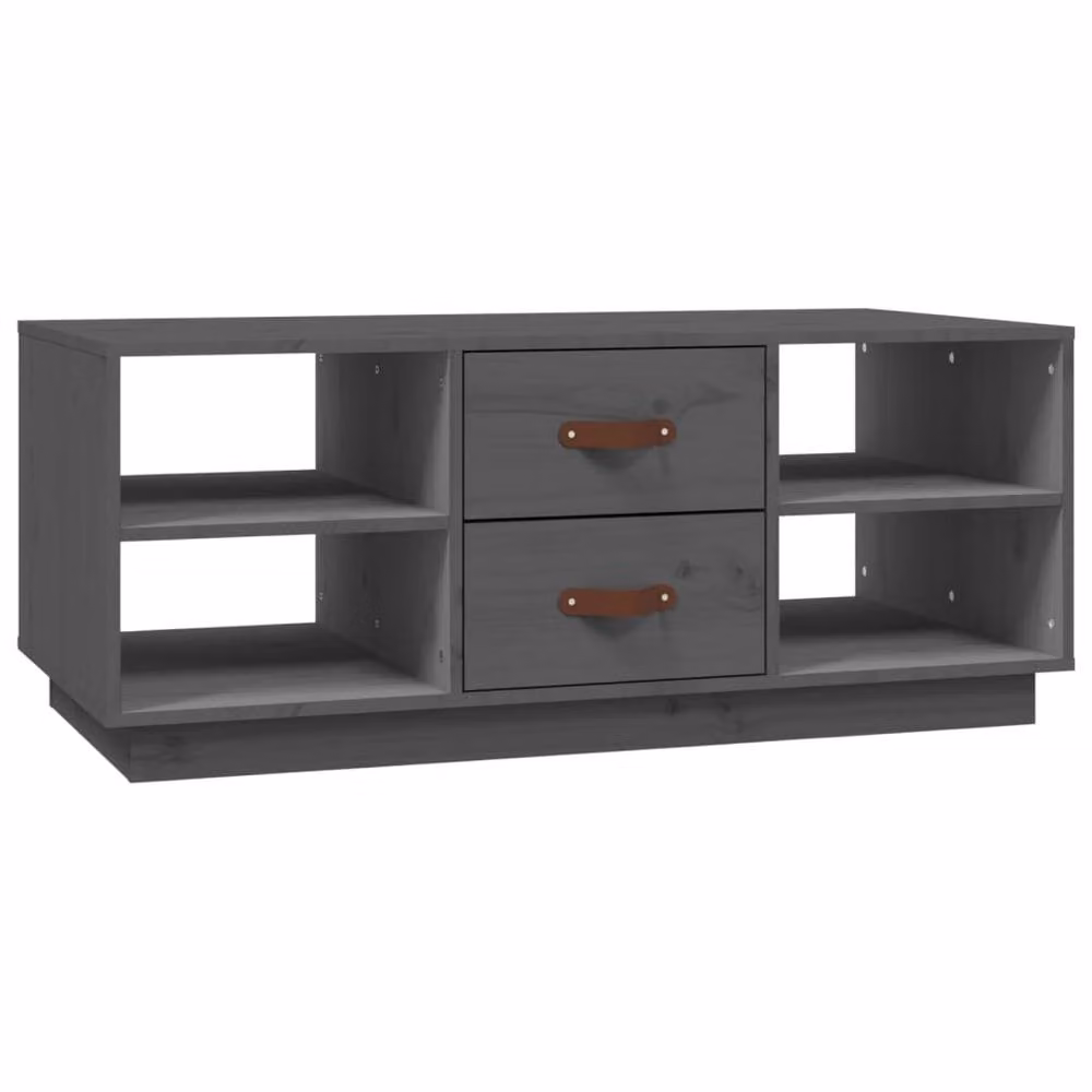 Berkfield Home Beautiful Grey Solid Wood Pine Coffee Table W: 100 cm, D: 50 cm, H: 41 cm – 2