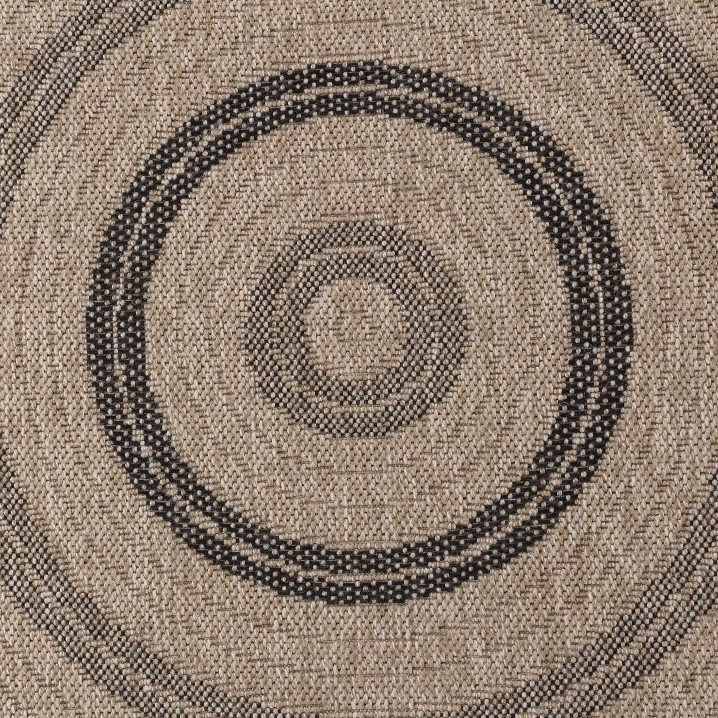 Livabliss Round Boho Geometric Rug in Beige and Black, Diameter: 100 cm – 7