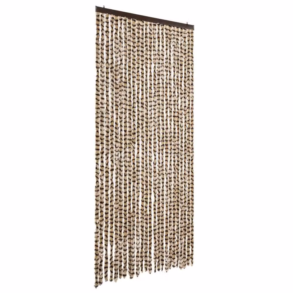 Berkfield Home Chenille Soft Fly Curtain in Beige, Brown and Multicolour, W/H: 100 x 200 cm – 3