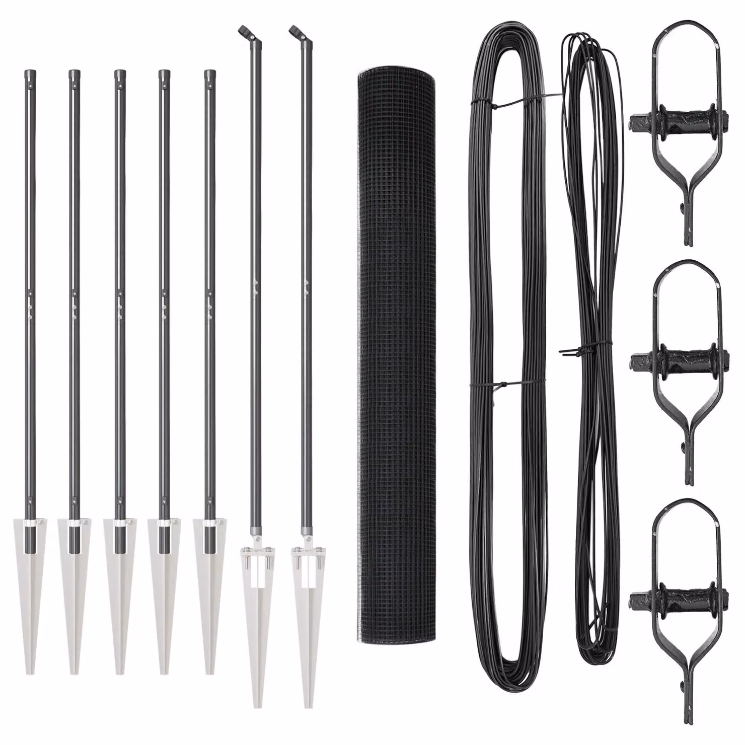 Berkfield Home Grey PVC-Coated Steel Welded Wire Fence with 7 Spike Posts, W: 10 m, H: 1.4 m – 2