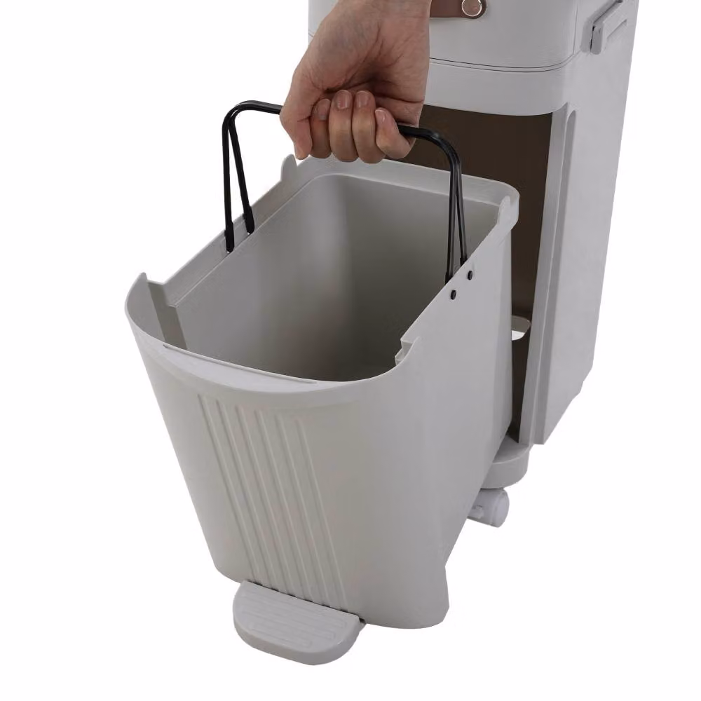 Living and Home 36L 3-Tier Dry and Wet Separation Dustbin with 2 Removable Inner Buckets and Drawer, Grey – 4