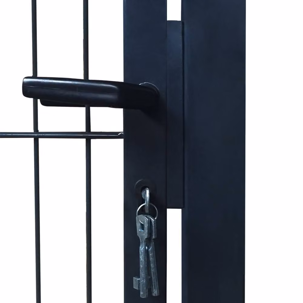 Berkfield Home 2D Single Steel Fence Gate in Anthracite Grey, W: 106 cm, H: 190 cm – 5