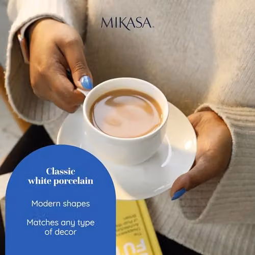 Mikasa White Porcelain Teacup and Saucer Set of 2, 220ml – 3
