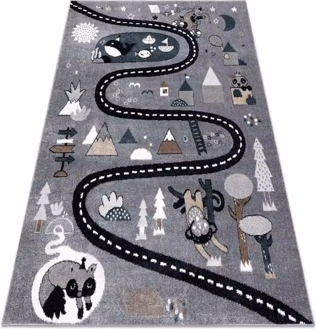 RugsX Fun Grey Kids Motif Rectangular Rug, W: 120 cm, L: 170 cm – 1