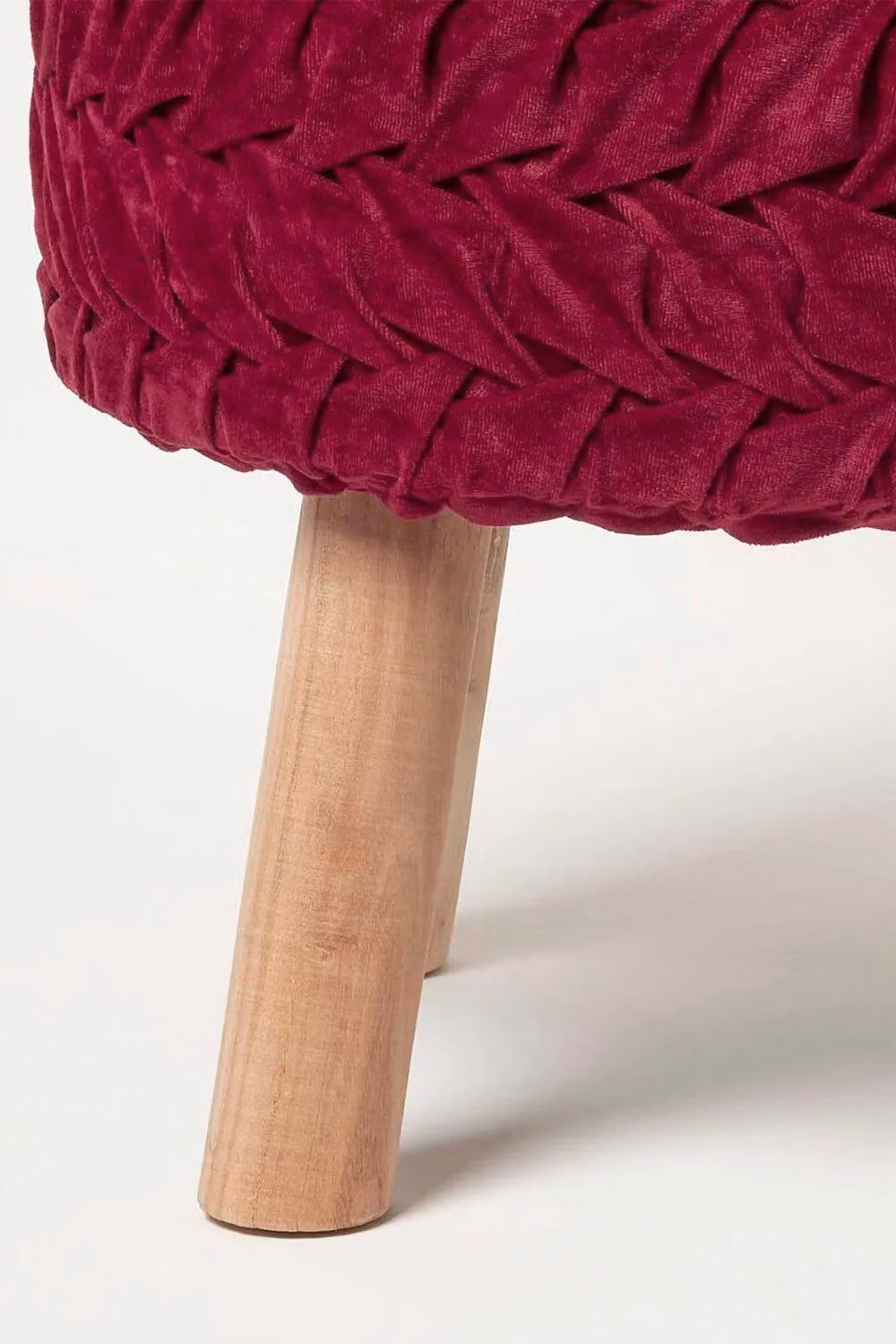 Homescapes Lyla Pink Pleated Velvet Cylindrical Footstool – 3