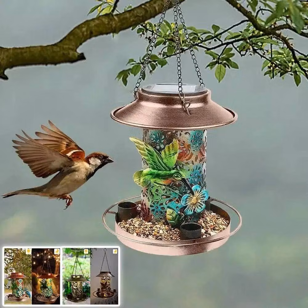 Kelvenix Solar Powered Vintage Style Bird Feeder Lantern in Bronze – 2
