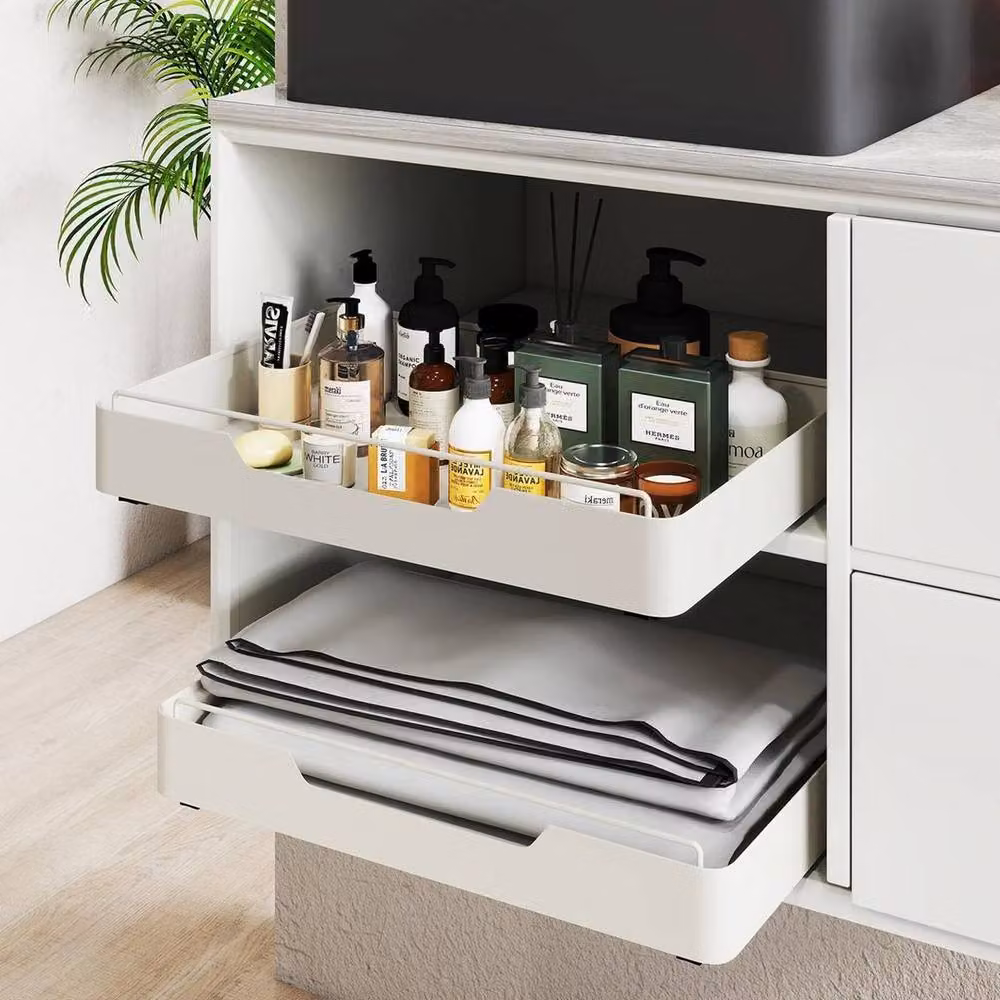 EONLION 2-Piece White Pull Out Cabinet Organiser Slide Out Storage Shelves, Width: 50 cm – 2