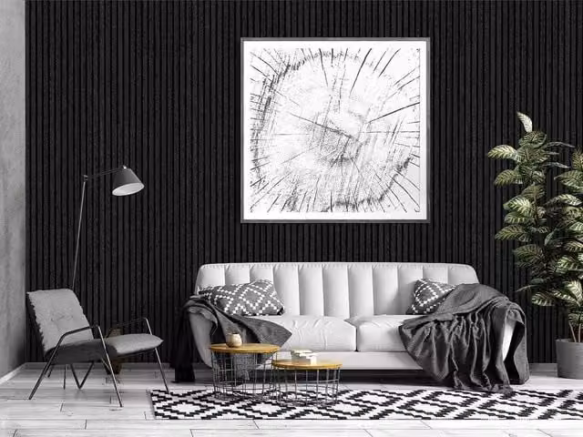 Vente-unique Acoustic Wood Look MDF Wall Panel Pack in Anthracite Grey, 3.12 m2 – 1