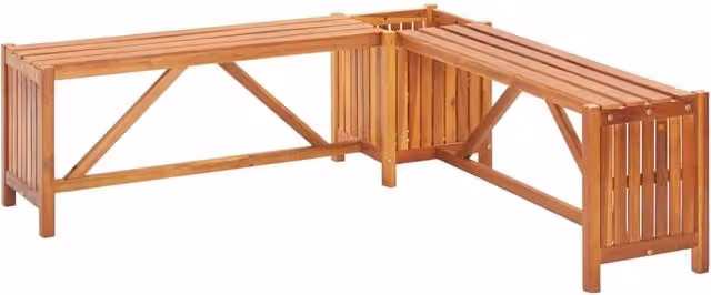 Berkfield Home Garden Corner Bench with Planter in Brown Solid Acacia Wood W/D/H: 117 x 117 x 40 cm – 1