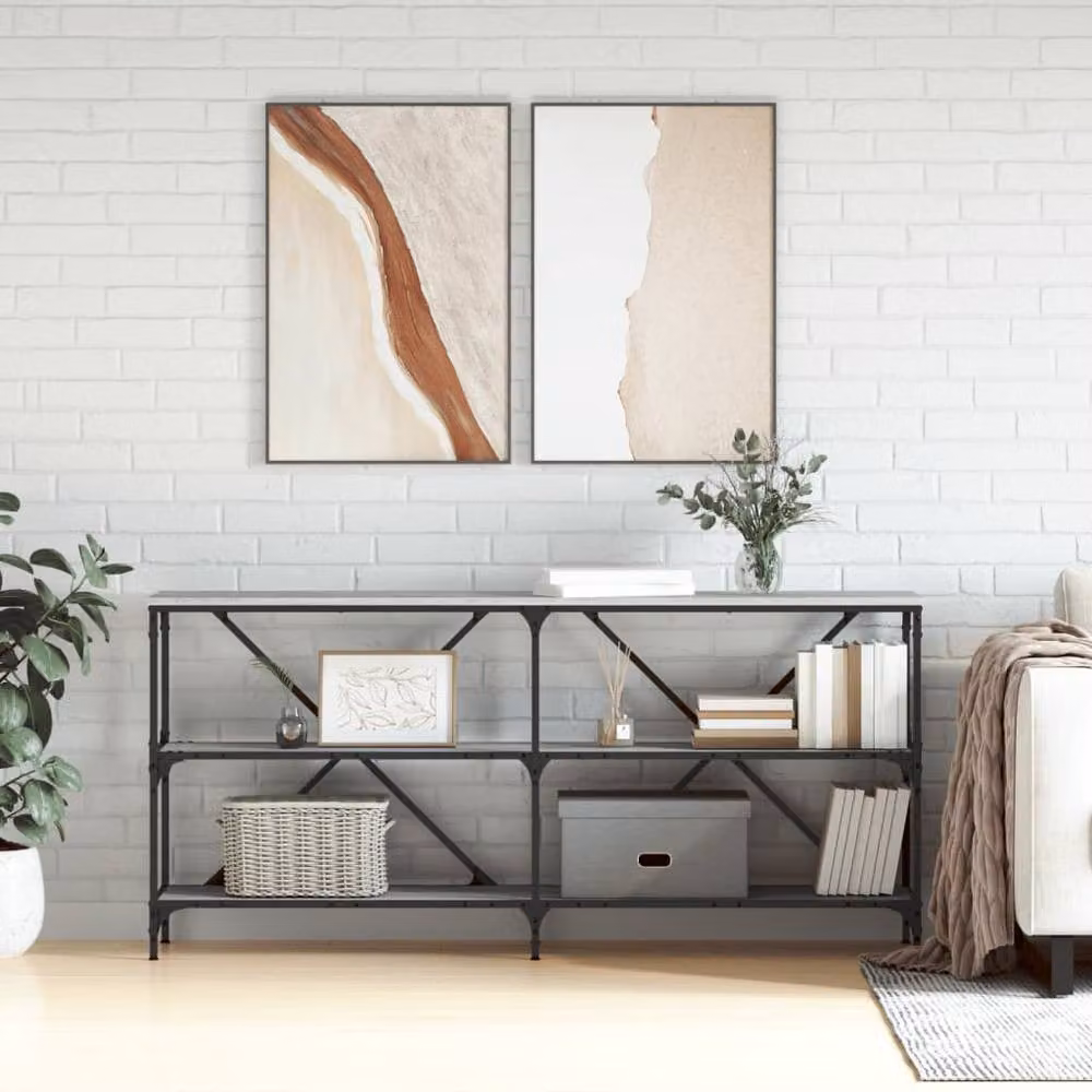 Berkfield Home Grey Sonoma Console Table with Engineered Wood and Iron, W/D/H: 160 x 30 x 75 cm – 2